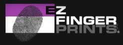 A black and white logo for ez finger prints.